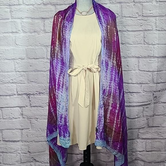 Tolani hand rolled tie dyed silk scarf/wrap - Picture 5 of 8
